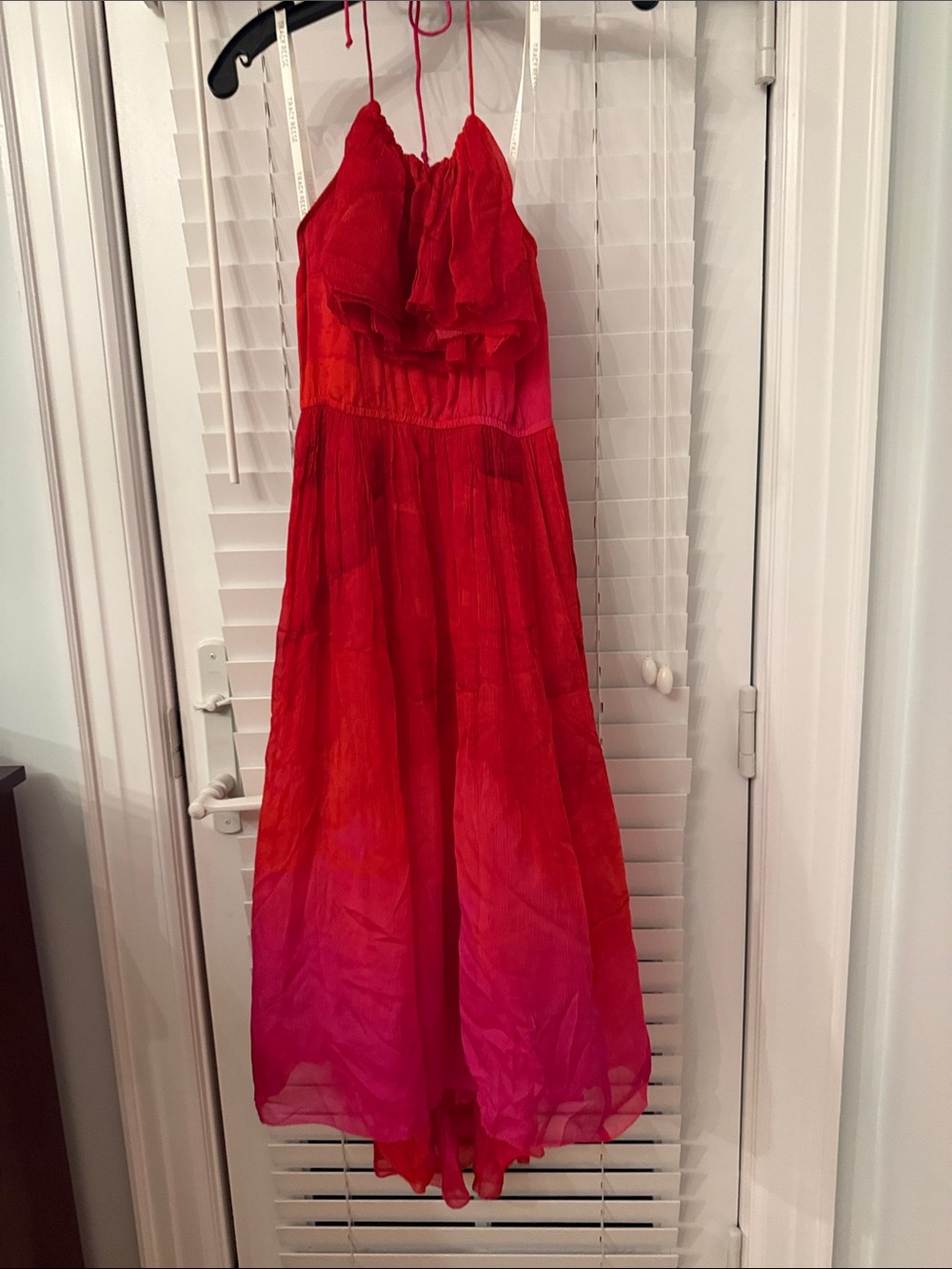 Tracy Reese Red-Pink Ombre Spaghetti-Strap Midi Dress